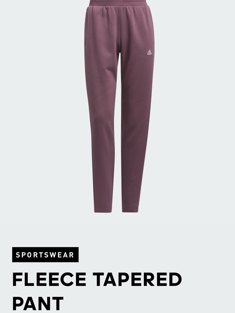 NWOT adidas Mauve Fleece Tapered Track Pants - Picture 1 of 11